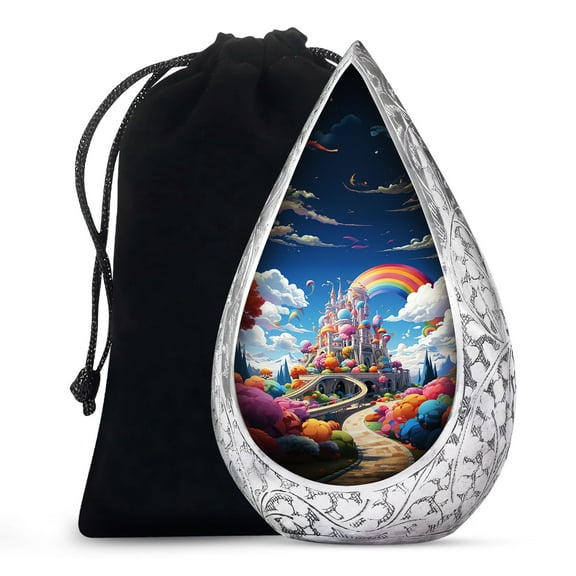 JAGSHASHI Rainbow Over The Colorful Kingdom - Large Cremation Urn - Burial Urns For Human Ashes - Human Remains Urn - Classic Urns - Burial Urns - Adult Urn For Male & Female - 10 Inch - Large