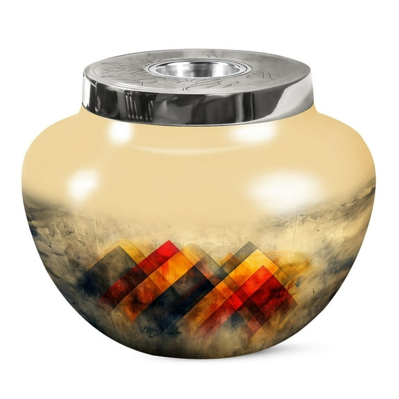 JAGSHASHI Rustic Diamond Tapestry Cremation Urns - Decorative Urns For Ashes - Urn Adult Human Ashes - Memorial Urns - Memorial Ashes Urn - Urn For Adult Male & Female - 7 Inch