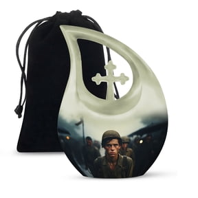 JAGSHASHI Solitary Soldier Urn Ashes Men - Urns Ashes Male - Cremation Urns For Ashes - Urn For Ashes Adult Male Dad - 10 Inch With Velvet Bag - Urn Human Ash Adult Female - Unique Urns