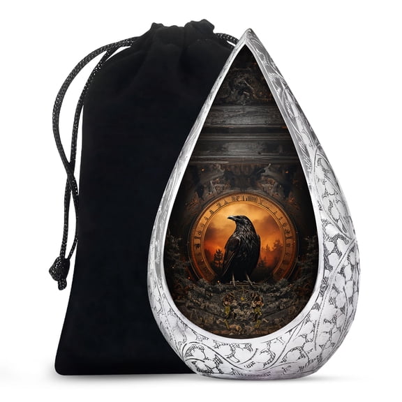 JAGSHASHI The Raven Watch - Decorative Urns - Cremation Urns For Ashes - Urn Burial For Ashes - Cremation Urns For Ashes - Large Urn For Ashes Burial - Urn For Ashes Adult Female - 10 Inch - Large