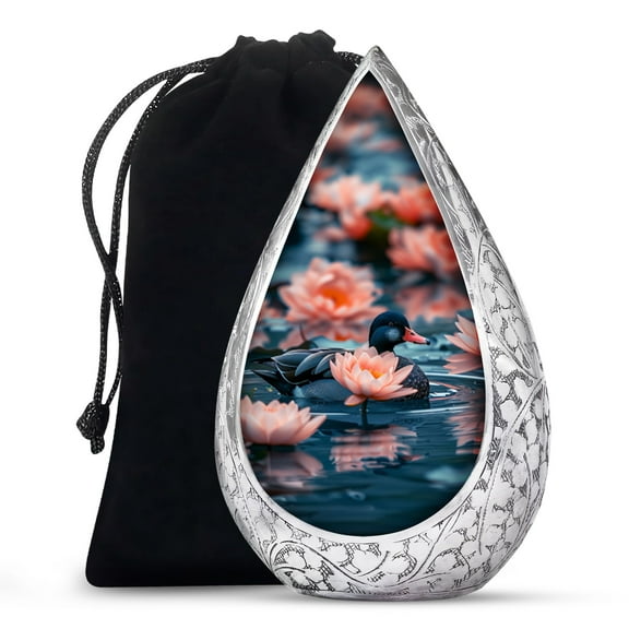 JAGSHASHI Twilight Lotus Haven Duck - Adult Cremation Urns - Urn Adult Human Ashes - Urn Adult Human Ashes - Urn For Adult Male - Funeral Ash Urns Large - Large Burial Urn - 10 Inch - Large