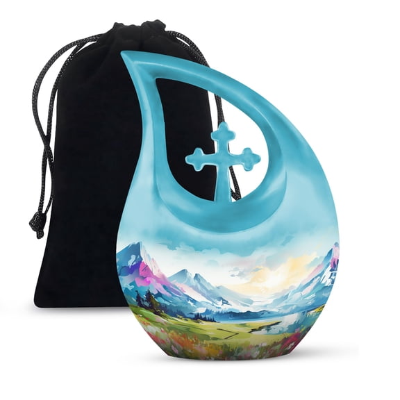JAGSHASHI Wilderness Burial Urn Men - Burial Urns For Humans - Urn Human Ashes Large - Men Urns For Human Ashes - 10 Inch With Velvet Bag - Adult Urns For Human Ashes Men - Urn For Ashes Adult Male