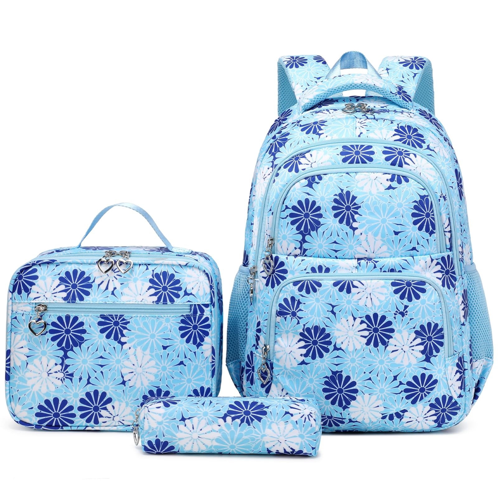 Fimibuke 4-Piece Backpack Set For Girls - School Backpack With Lunch Box, Pencil Case & Headphone Bag (Blue)