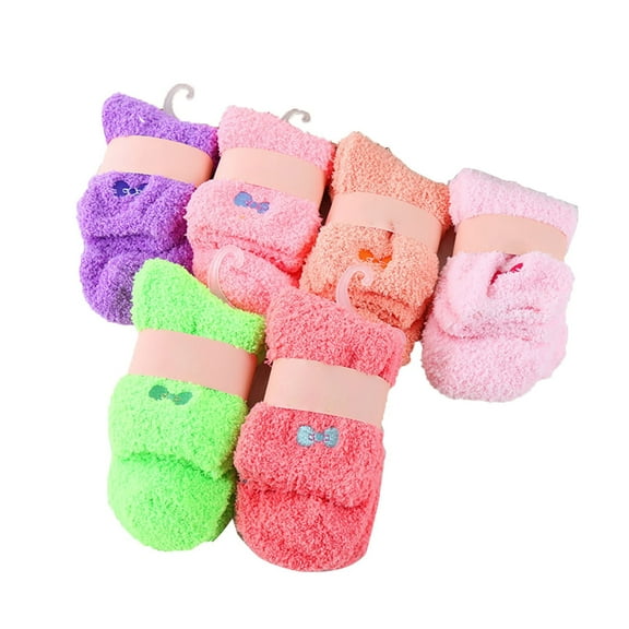 JAHH 6 Pairs Colorful Women Sock Soft Bed Soft Comfortable Non-Slipsocks Winter Warm Slipper Sock Cute Plush Fashion Socks