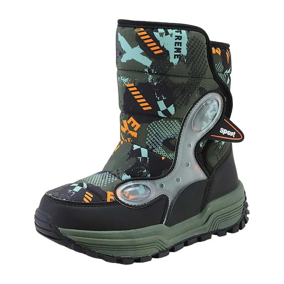 JAHH Baby Boots Girls Boys Snow Boots Outdoor Warm Comfortable Non Slip Mid Calf Padded Small Big Kids Winter Shoes Winter Boots Waterproof with Lined(9-9.5 Years,AG)