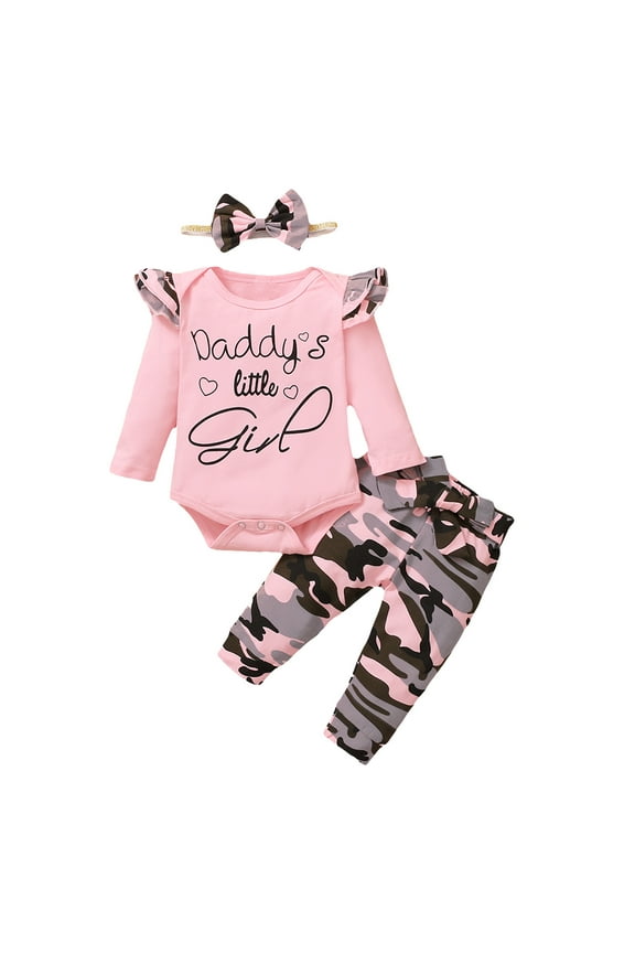 Baby Girl Clothes Girl Outfit Long Sleeve Romper Pants Set Sweatshirt Cute Baby Clothes for Girls Fall/Winter Outfit Sets(0-3 Months,Pink)