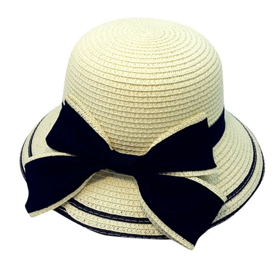 JAHH Baby Kids Girls Family Matching Straw Sun Hats UPF 50  Wide Brim Beach Hat for Women Girls Boys Summer Pool Party Bow Lightweight Foldable Design