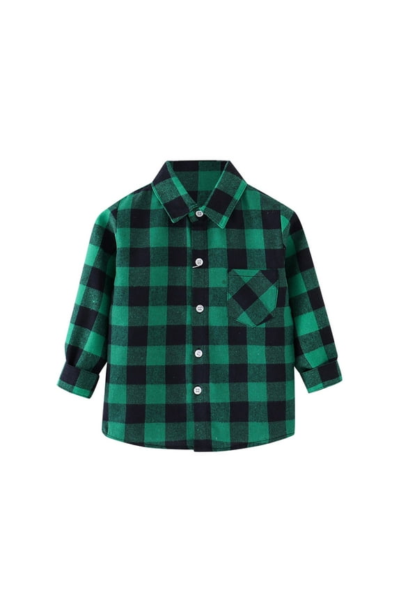 Baby Toddler Boys Long Sleeve Shirt Buffalo Plaid Shirts Button Down Jacket Top Outfit Fall Winter Tops Girl Boy Clothes ﻿(5-6 Years,Green)
