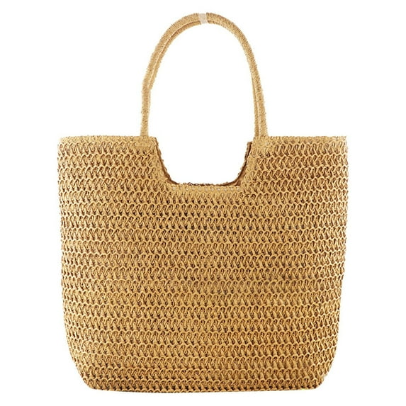 JAHH Beach Bag Large Beach for Women 100pcs Woven Straw Beach Tote Waterproof Weaving Swim Shopping Travel Shopping Tote Bags 