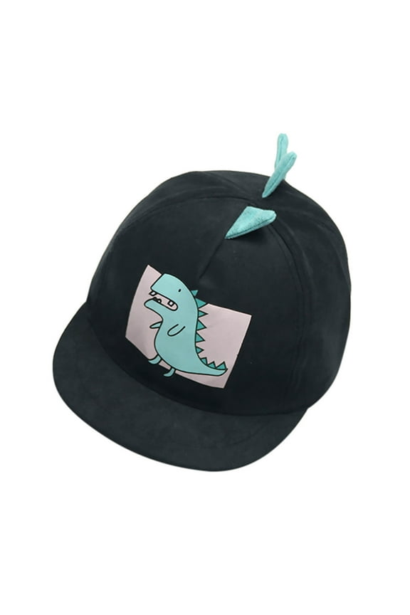 Beach Hats for Children's Baby Boy Soft Cotton Dinosaur Sunhat Eaves Baseball Cap Sun Hat Beret for Children Fashion Casual Solid Baseball Hats (One Size,Black)