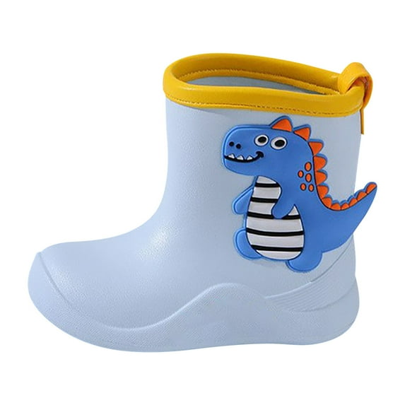 JAHH Boots Girls Toddler Kids Children Rain Boots Boys Girl Baby Cartoon Dinosaur Rain Shoes Non Slip Rubber Boots Lightwight Waterproof Rain Boots (9-10 Years,Blue)