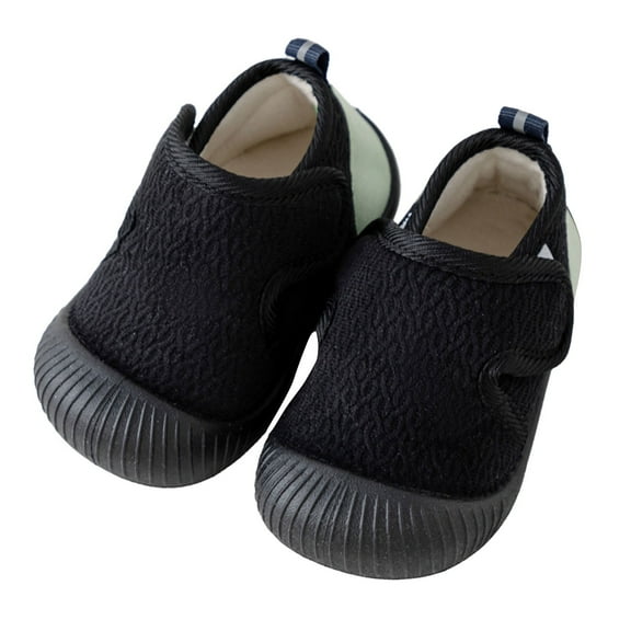 JAHH Boys Baby Toddler Shoes Plus Velvet Thick Non Slip Soft Sole Floor Shoes for Classic Versatile Non Slip Comfortable Shoe(0-3 Months,Black)