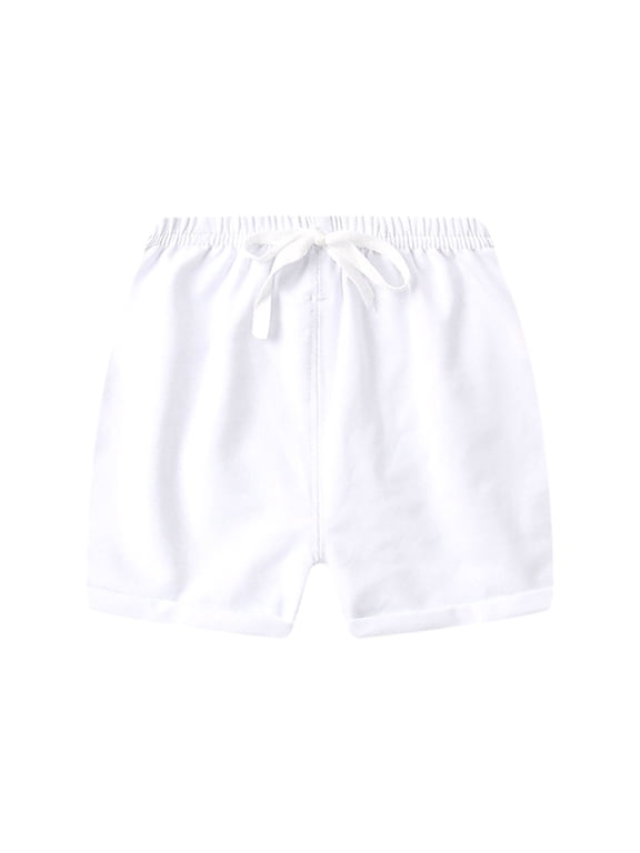 Boys Clothes Casual Breathable Toddler Boy Shorts Summer Cotton Material Thin Style Five Point Pants Baby Shorts Girls Outer Wear Beach Casual Hot Sweatpants(12-18 Months,White)