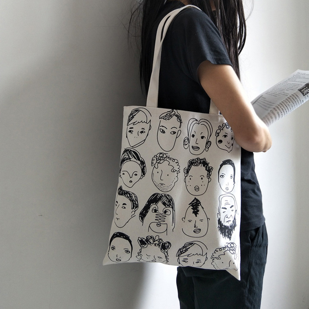JAHH Canvas Tote Bag for Women Aesthetic Cute Printing Art Shopping