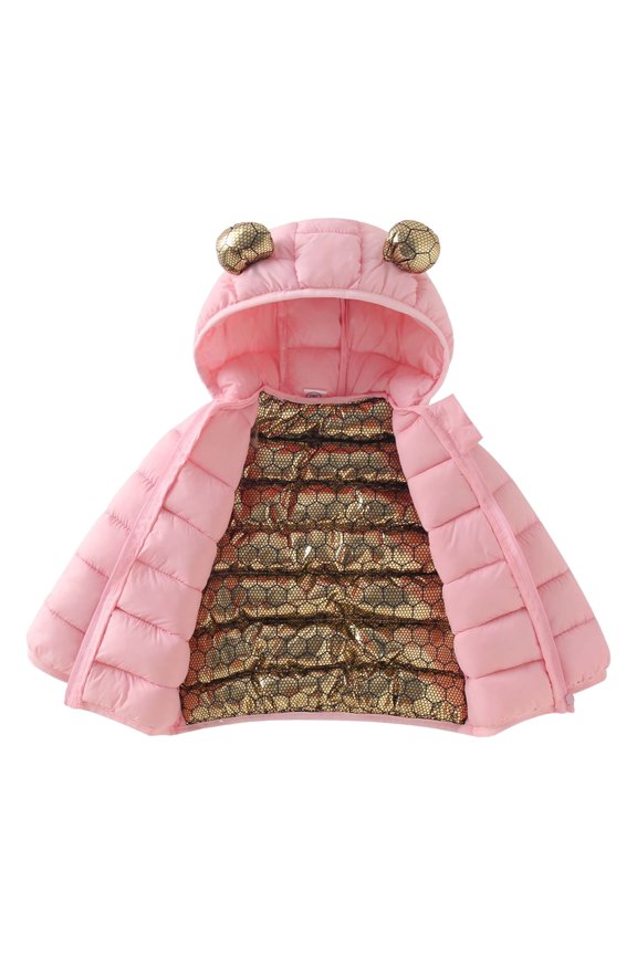 Children Boy Girl Padded Down Jackets Hooded Fleec𝖾 Lined Wool Graphic Basic Fall Winter 2025 Waterproof Insulated Parka Warm Coat Cold Weather Windproof Outerwear