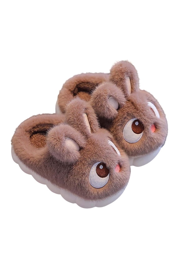 Children Boys Girls Winter Slippers Anti Slip Indoor Shoes Big Kids Adult Cotton Slippers for Toddler/Little Kid/Big Kid(2.5-3 Years,Coffee)