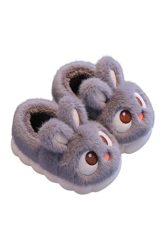 Children Boys Girls Winter Slippers Anti Slip Indoor Shoes Big Kids Adult Cotton Slippers for Toddler/Little Kid/Big Kid(9-9.5 Years,Grey)