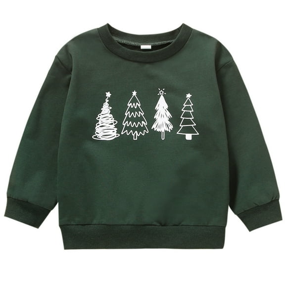 JAHH Children's Fashion Hoodies Toddler Kids Boys Girls Christmas Cartoon Tree Prints Long Sleeve Pullover Sweatshirt Tops Clothes for Cute Breathable Clothing(5-6 Years,Army Green)