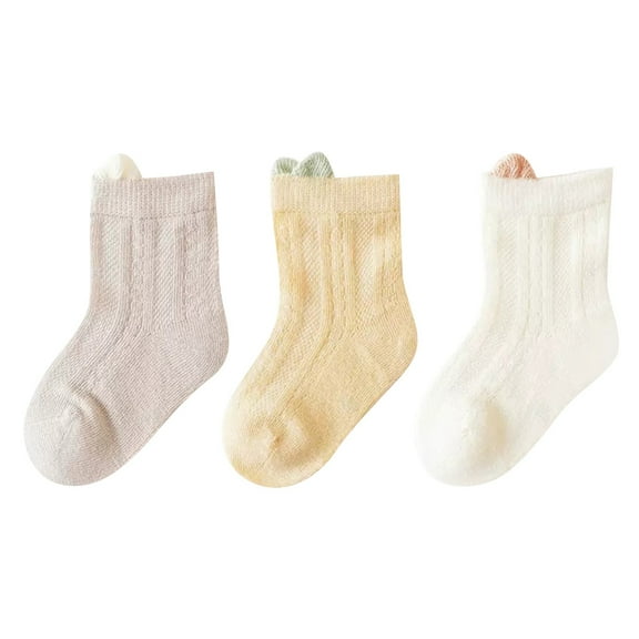JAHH Children's Fashion Soft Comfort Socks Floor Cotton Sock Cartoon Ultra Thin Breathable for Spring To Autumn Solid Color 3pcs for Cute Cartoon Autumn