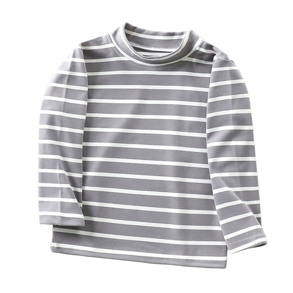 JAHH Children's Undershirt Autumn and Winter New Semi High Neck Striped Turtleneck High Stretch Top Long Sleeve Clothing for Boys and Girls(2-3 Years,GY1)