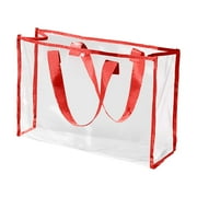 JAHH Clear Makeup Bags Large Cosmetic with Side Pockets Multifunction Travel Toiletry Bag for Women Transparent Tote Beach PVC Zipper Closure Swimming Handbag