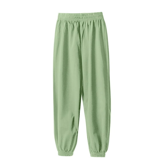 JAHH Clearence Girls Boys Lightweight Cotton Air Conditioning Pants, Ultra Soft Summer Cooling Trousers with Elastic Waist, Loose Fit Casual Playwear for Hot Weather, Breathable Kids Lounge Outfit
