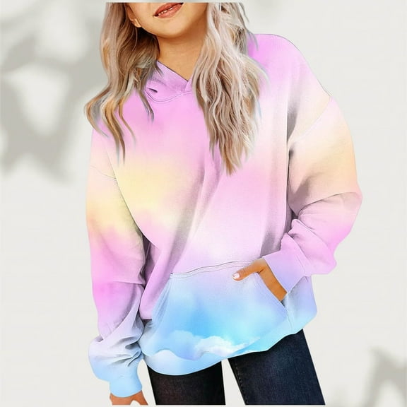 JAHH Cute Hoodies for Girls, Tie Dye Oversized Pullover Sweatshirts, Long Sleeve Trendy Shirts, Sweatshirt Clothes, Fall Winter Fashion for Kids, Soft and Warm Cozy