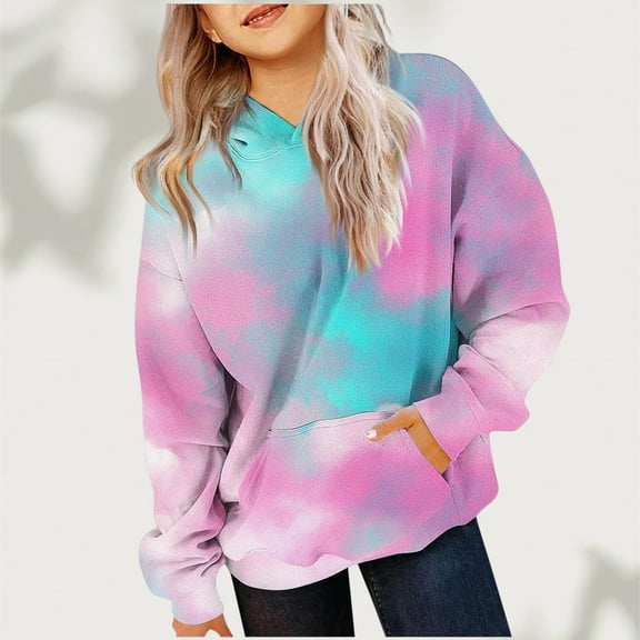 JAHH Cute Hoodies for Girls, Tie Dye Oversized Pullover Sweatshirts, Long Sleeve Trendy Shirts, Sweatshirt Clothes, Fall Winter Fashion for Kids, Soft and Warm Cozy