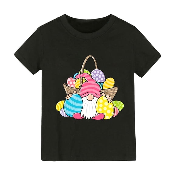 JAHH Easter Clothing Set Toddler Kids Baby Girl's Rabbit Tee Outfits Baby Bunny Tshirt Easter Clothes Vest Shirt Short Sleeve Spring Summer Top(6-8 Years,Black)