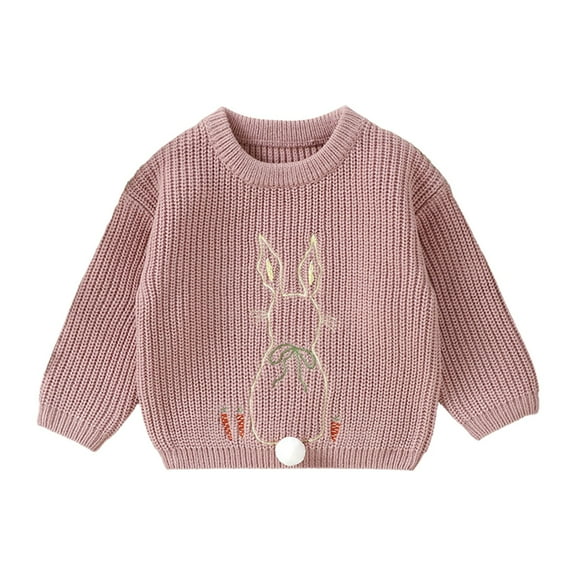 JAHH Easter Romper for Toddlers Baby Girl Valentines Day Outfit Love Heart Sweet Long Sleeve Sweater Tshirt Crewneck Tops Fall Winter Clothes (6-9 Months,Pink)