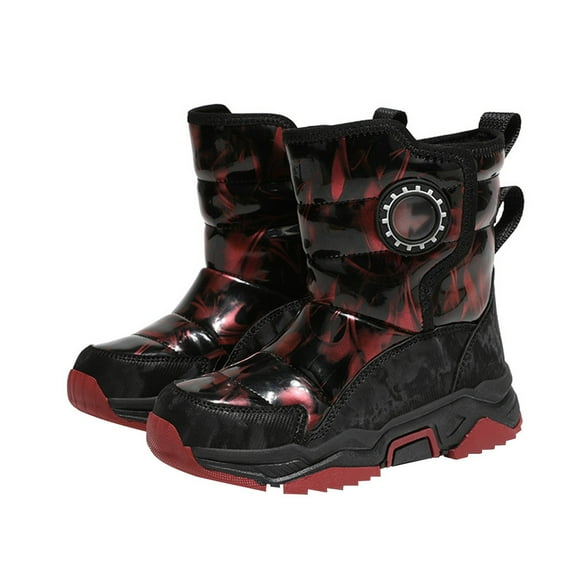 JAHH Fashion Big Kids Winter Water Proof Flat Keep Warm Snow Boots Comfortable Mid Boots Shoes Winter Shoes for Little/Big Kids(8-9 Years,Red)