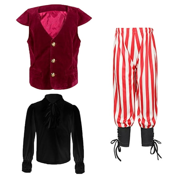 JAHH Fashion Casual Toddler Kids Outfit Boys Pants and Shirt Outfit Boy Shirts Vest Halloween Suit Medieval Renaissance Vest (4-7 Years,Red)