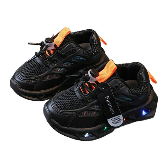 JAHH Fashion LED Light Baby Shoes Casual Children Shoes Boys Girls Sandals Soft Kids Sports Shoes Lightweight Mesh Breathable Sport Walking Running Shoes(18-24 Years,Black)