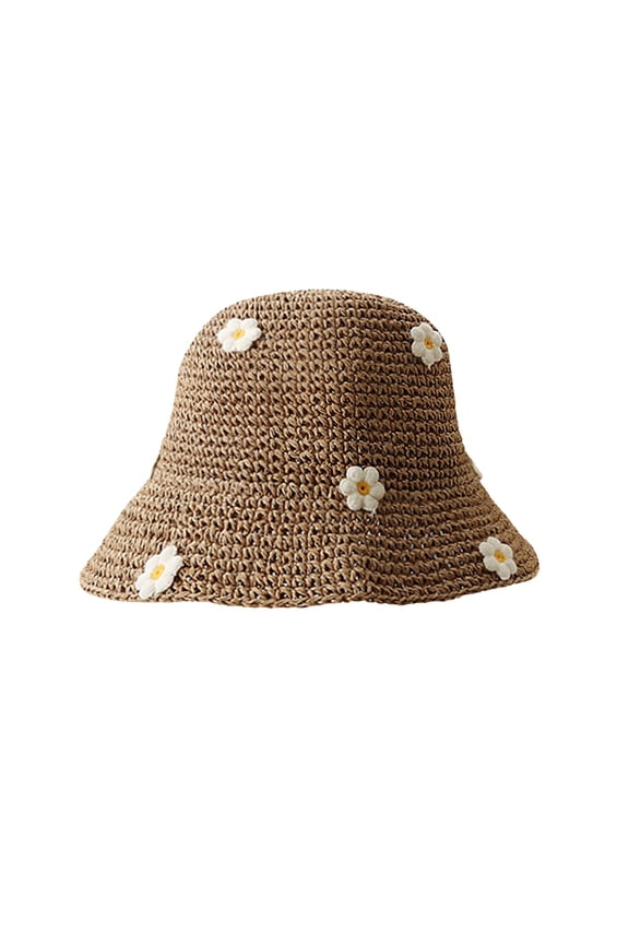 Female Summer Hat Beach Beach Sun Block Big Head Around Korean Version Breathable Small Brimmed Fisherman Hats Crochet Mesh Woven Wide Brim Floppy