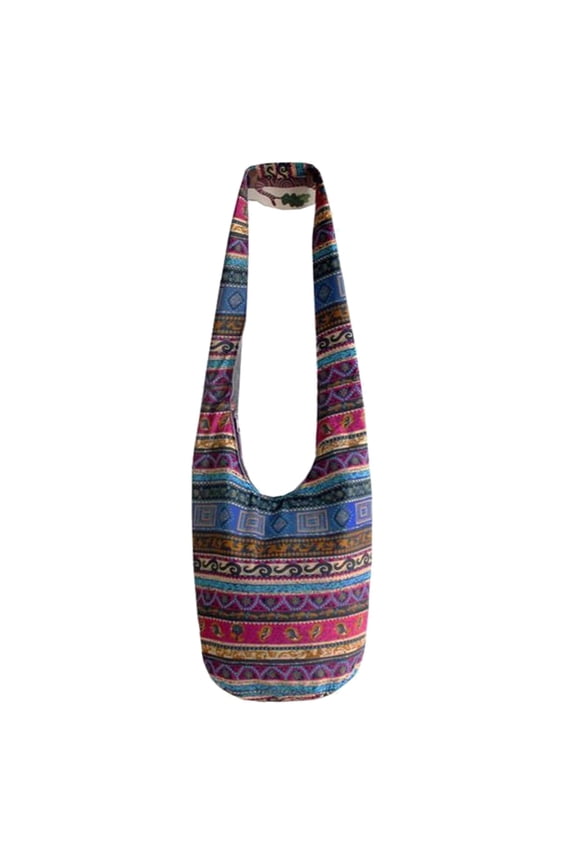 Floral Print Canvas Shoulder Bag, Lightweight Crossbody Purse with Zipper Closure, Vintage Cloth Handbag for Women (Multiple Botanical Patterns)