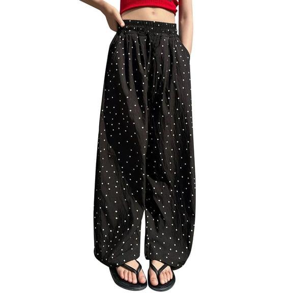 JAHH Girls Cotton Linen Elastic Waist Joggers - Lightweight Loose Fit Boho Bowknot Detail Casual Pants Breathable Lounge & Athletic Wear