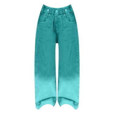 JAHH Girls' Denim Pants Fashion Tie-dye Color Block Jeans Candy Colors ...