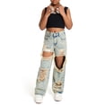 thumbnail image 1 of JAHH Girls Ripped Distressed Baggy Jeans Wide Leg Casual Loose Fit Denim Pants Kids Streetwear Size 5-14 Years, 1 of 6