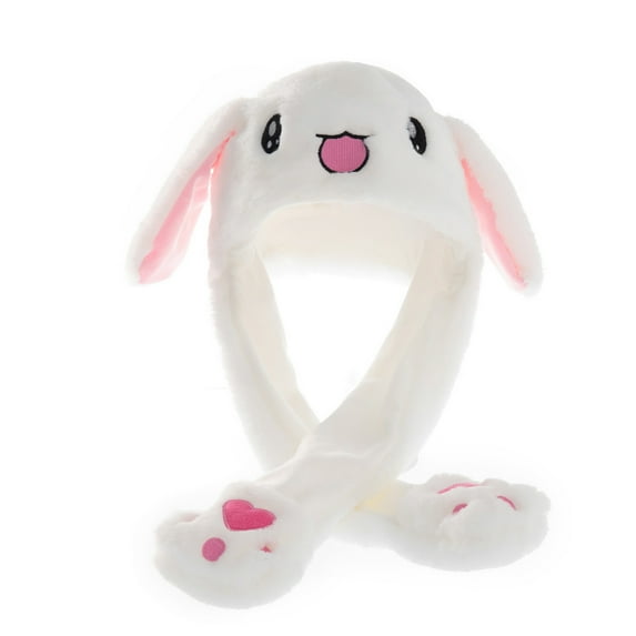 JAHH Kid Hats Toddler Girls Boys Cute Rabbit Ears Will Move Balloon Cap Velvet Thickened Net Red Hat Toys for Kids for Babys for Soft Comfortable Breathable Hats(One Size,White)