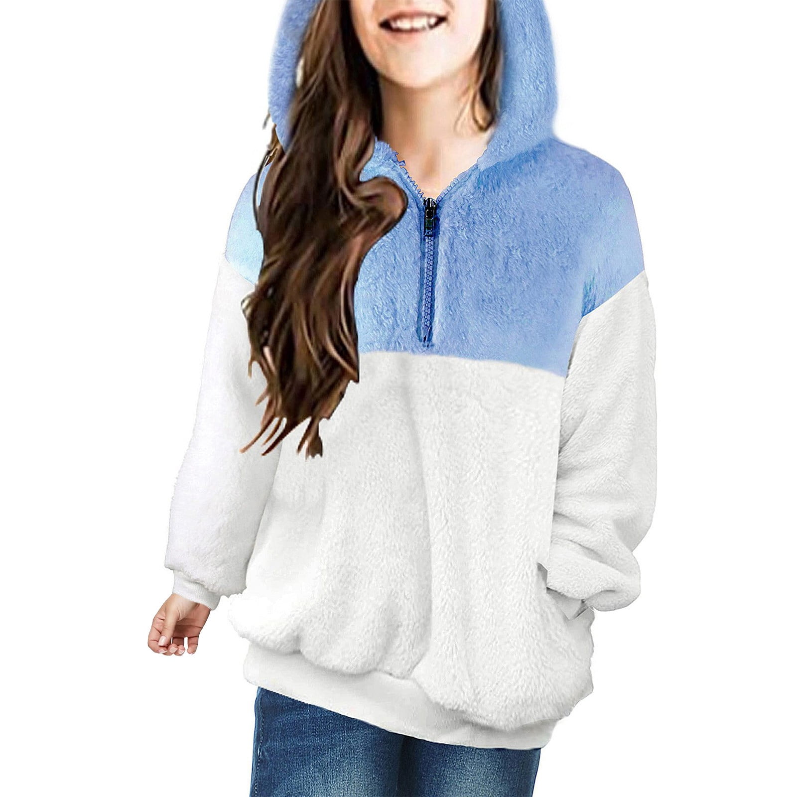 Happy Puffy Patch Zip Hoodie Girls