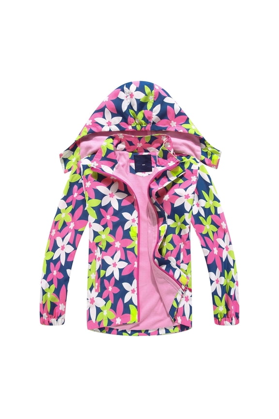 Kids Jacket 2024 Toddler Girls Boys Rain Jacket Zip Hooded Lightweight Long Sleeve Coats Casual Kid Lined Windbreaker for Soft Comfortable Clothing(11-12 Years,Pink)