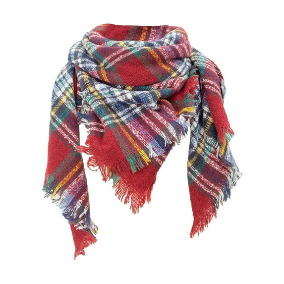 JAHH Ladies' Autumn Winter Scarf Plaid New Thorn Square Plaid Triangle Scarfs Classic Tartan Warm Soft Chunky Large Blanket Wrap Shawl Scarves for Women