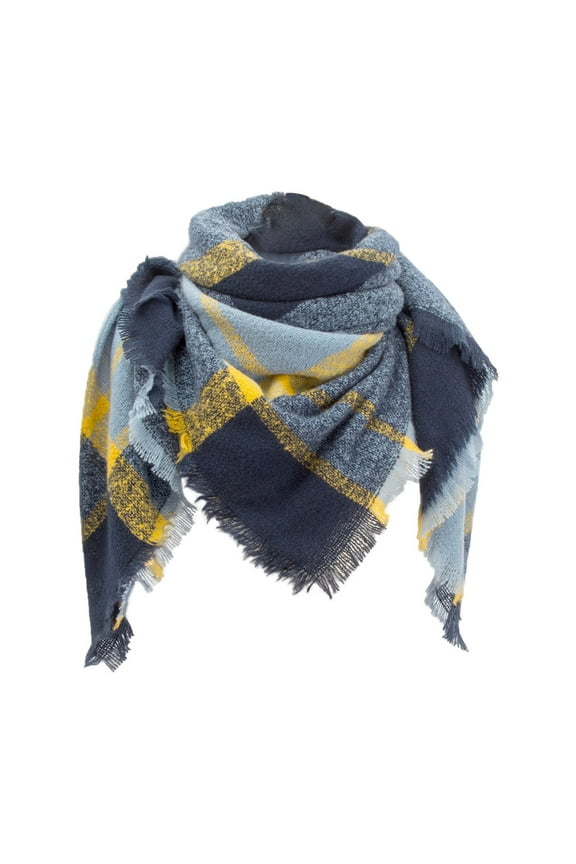 Ladies' Autumn Winter Scarf Plaid New Thorn Square Plaid Triangle Scarfs Classic Tartan Warm Soft Chunky Large Blanket Wrap Shawl Scarves for Women