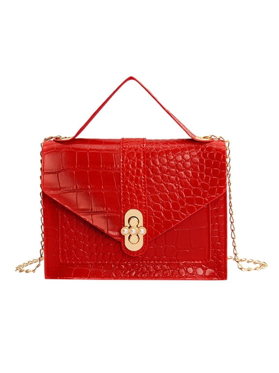 Ladies Fashion Hasp Chain Small Square Shoulder Messenger Hand Bag Women Satchel Chain Strap Bags Leather Crossbody Handbags Women Evening Clutch Purse Unique Cute