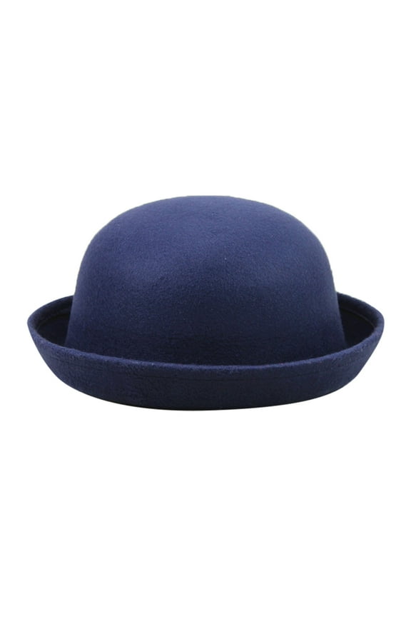 Ladies Gentlemen Headgear Soft Hood for Elegant Solid Hat Roll Up Brim Bowler Bucket Caps Mens Womens Classic Wool Round Bowler Fashion Foldable Hats Autumn Winter Travel