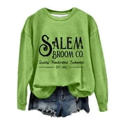 JAHH Ladies Lightweight Hoodless Sweatshirt Women's Co Quality Est 1692 Printed Round Neck Long Sleeve Sweatshirts for Fashion Soft Comfortable Breathable Hoodies(S,Mint Green)