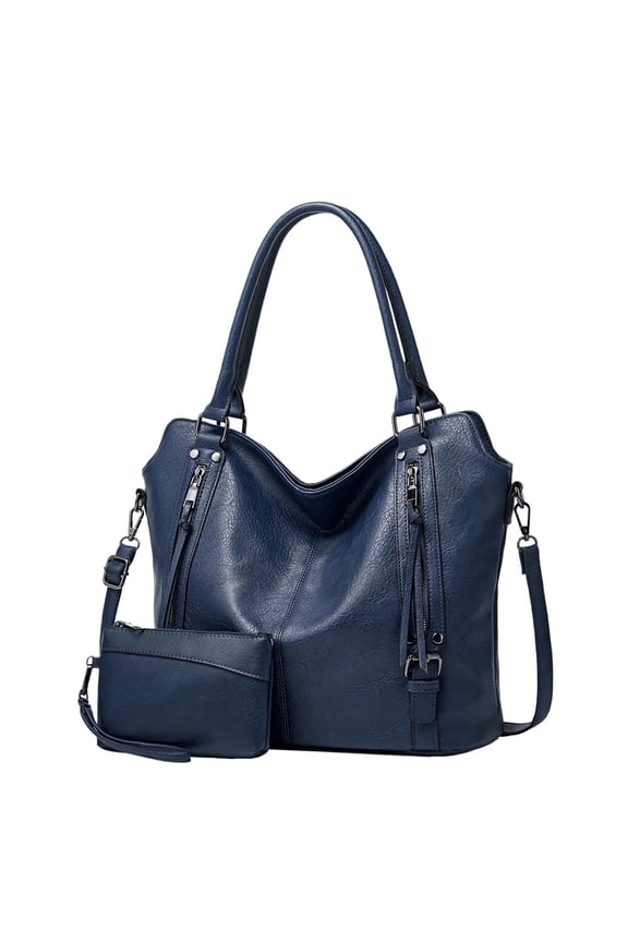 Large Women’s PU Leather Tote Bag, Crossbody Shoulder Handbag with Zipper Pocket, Waterproof Casual Soft Purse for Work Travel Shopping