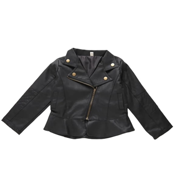 JAHH Lightweight Coat for Children's Casual Kids Leather Zipper Outerwear Coats Short for Boys Girls Lapel Long Sleeve Jacket for Soft Comfortable Clothing(4-5 Years,B)