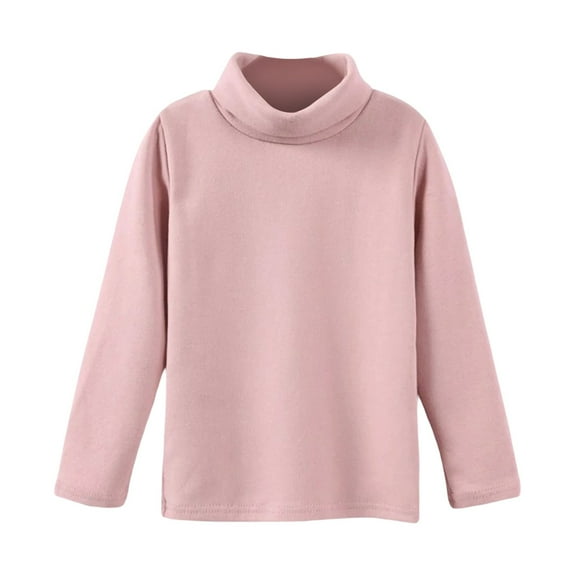 JAHH Long Sleeve Toddler Girl Shirts Toddler Girl Boys Solid Color High Neck Base Coat with Warm Top for Classic Fashion Breathable(8-9 Years,Pink)