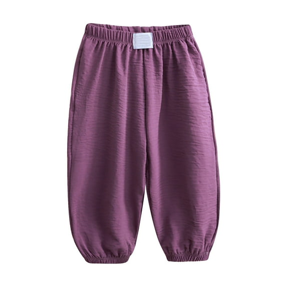 JAHH Pants Casual Breathable Boys and Girls Summer Anti Thin Loose Trousers Leggings Wide Legged Pants for Outdoor Lightweight Sweatpants(5-6 Years,Purple)
